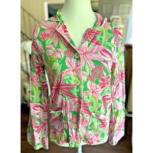 Lilly Pulitzer‎ "Pick Of The Bunch" Pink Floral Pajama Top XS 100% Cotton